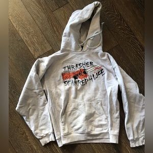 THRASHER NASTY NECKFACE SCARRED HOOD ASH GRAY SMALL